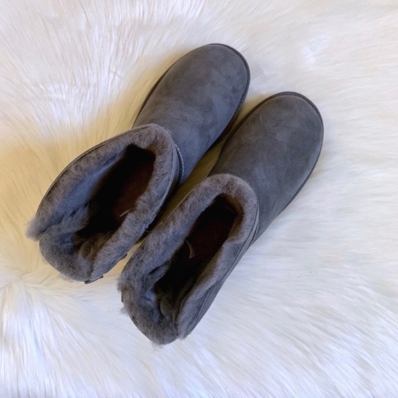 UGG Grey Mini Bailey Bow II Boots - Picture 4 of 6